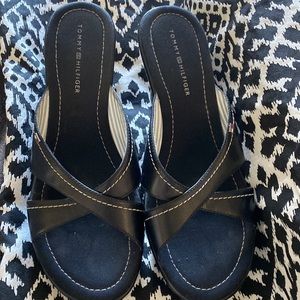 Tommy Hilfiger Black Leather Heels- Size 10